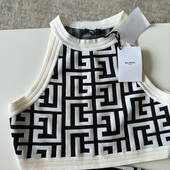 Balmain monogram cropped knitted top and skirt - Picture 5 of 12